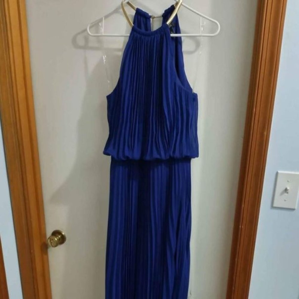 full length blue dress